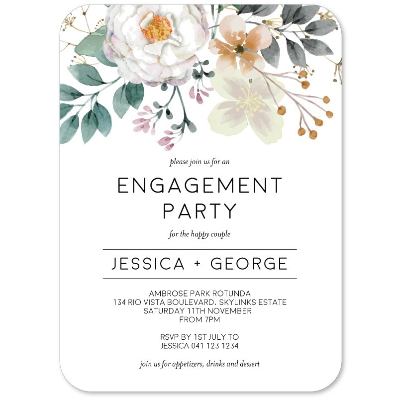 Floral Engagement Invitations