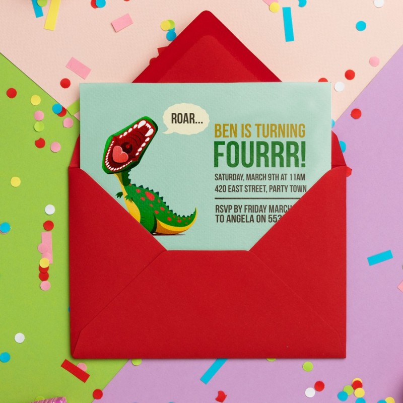 Roar Dinosaur Birthday Invitations