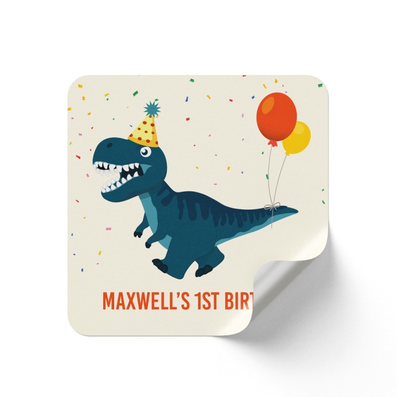 Dinosaur Birthday Party Custom Stickers