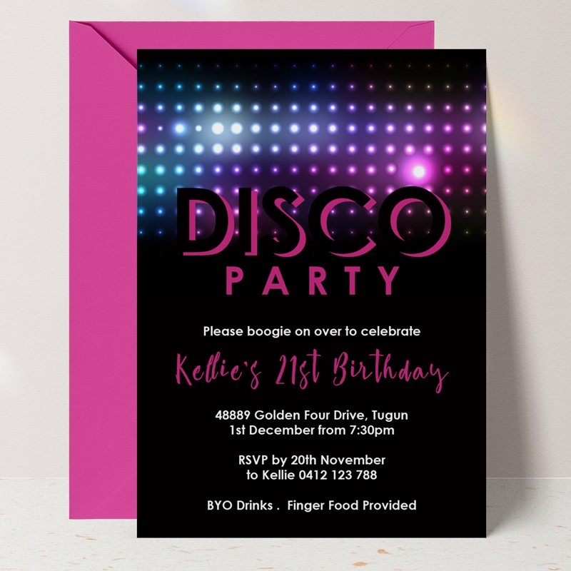 Disco Lights Party Invitations