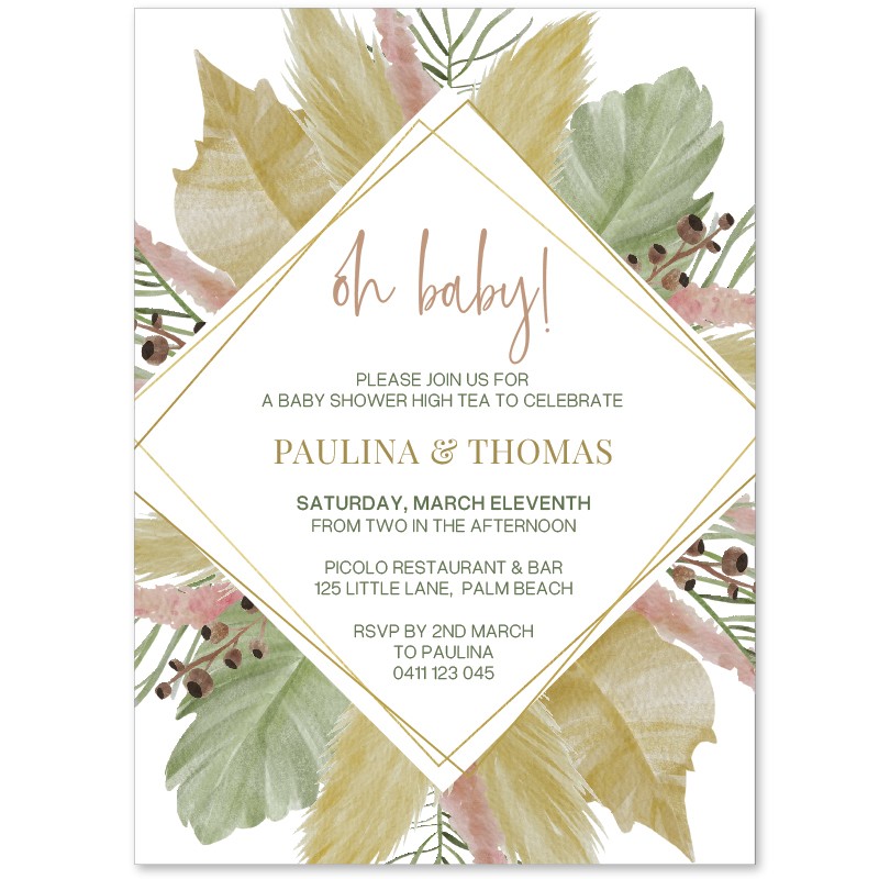 Modern Ferns Baby Shower Invitations