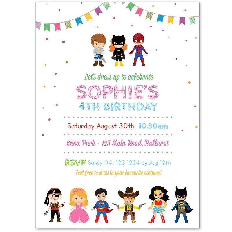 Dress Up Costume Party Invitations