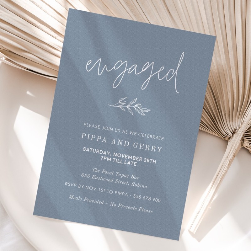 Dusty Blue Engagement Invitations