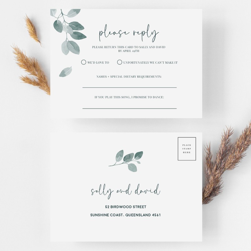 Earthy Wedding Response Postcard