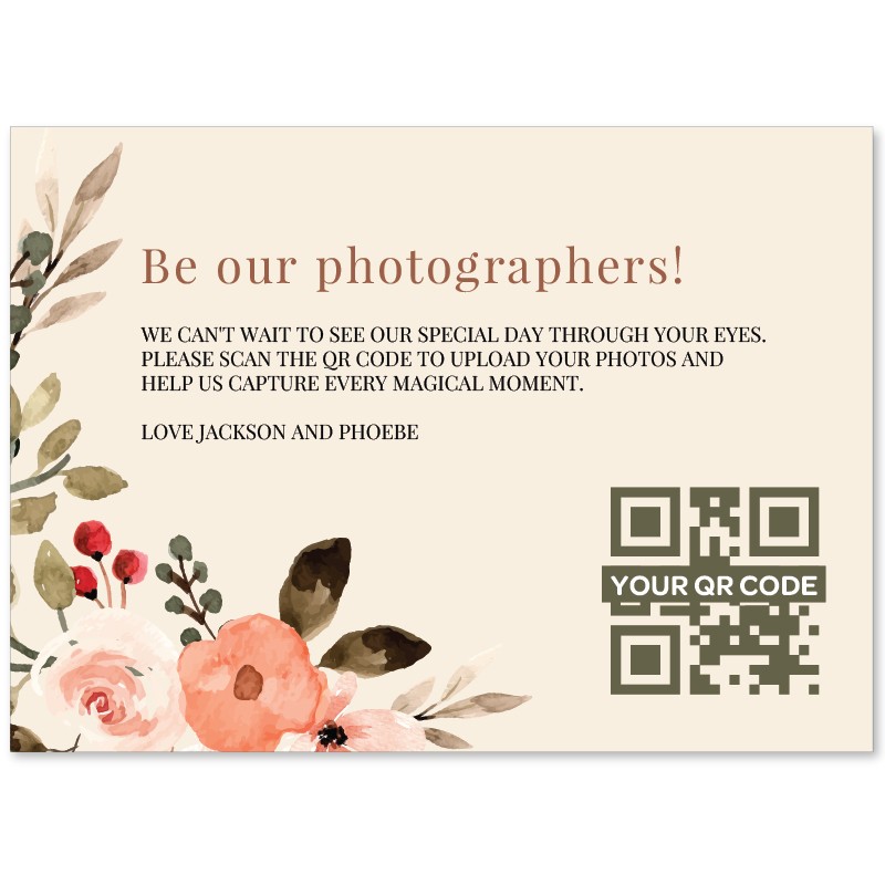 Elegant Boho Wedding Photo QR Code Card