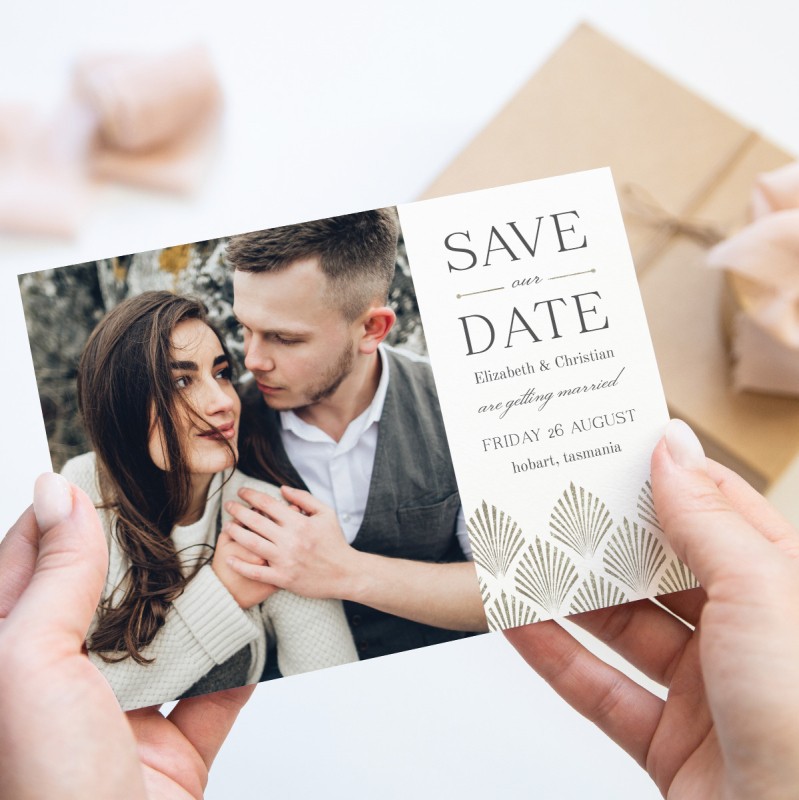 Deco Fans Save The Date Cards