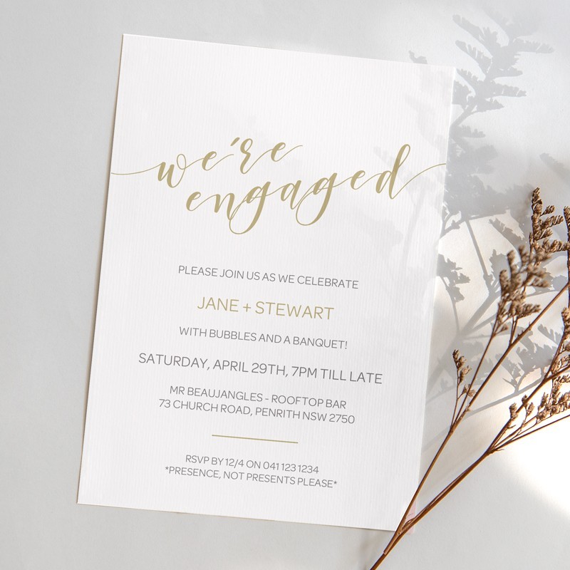 Simple and Elegant Engagement Invitations