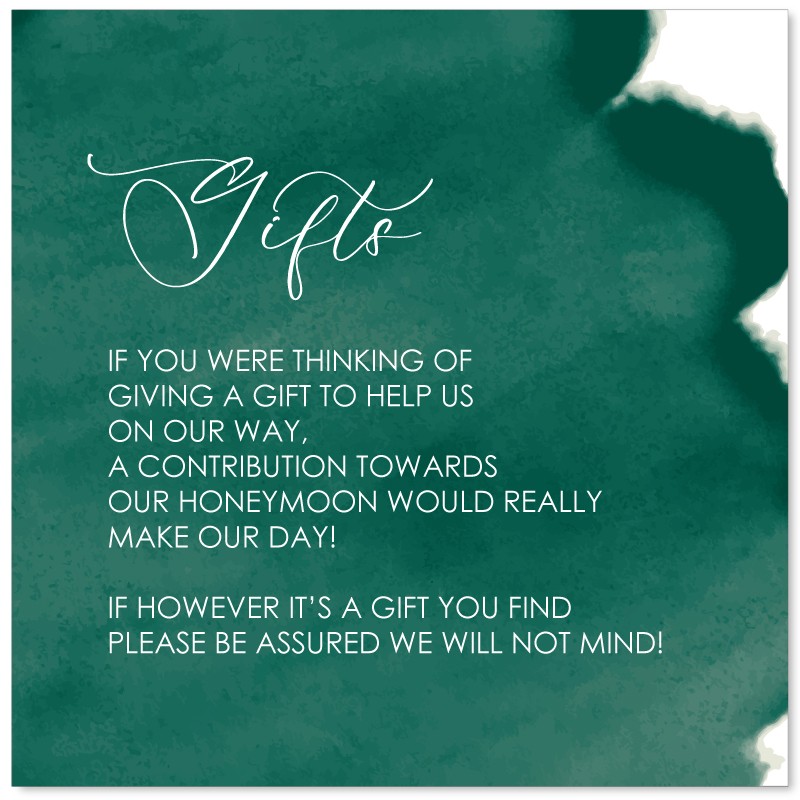 Emerald Watercolour Gift Inserts