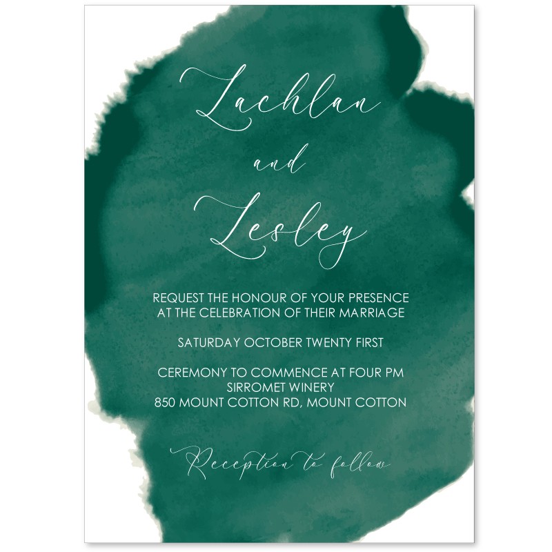 Emerald Watercolour Wedding Invitations