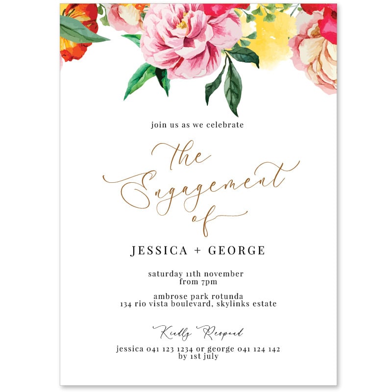 Bright Blooms Engagement Invitations