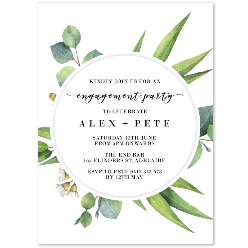Eucalyptus Leaves Engagement Invitations