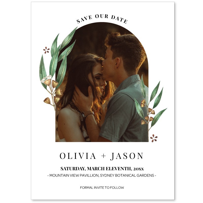 Eucalyptus Photo Save The Date Invitations