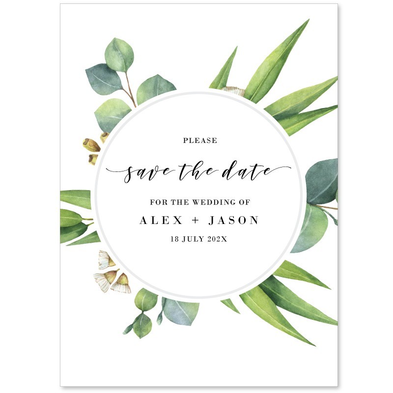 Eucalyptus Leaves Save the Date Card