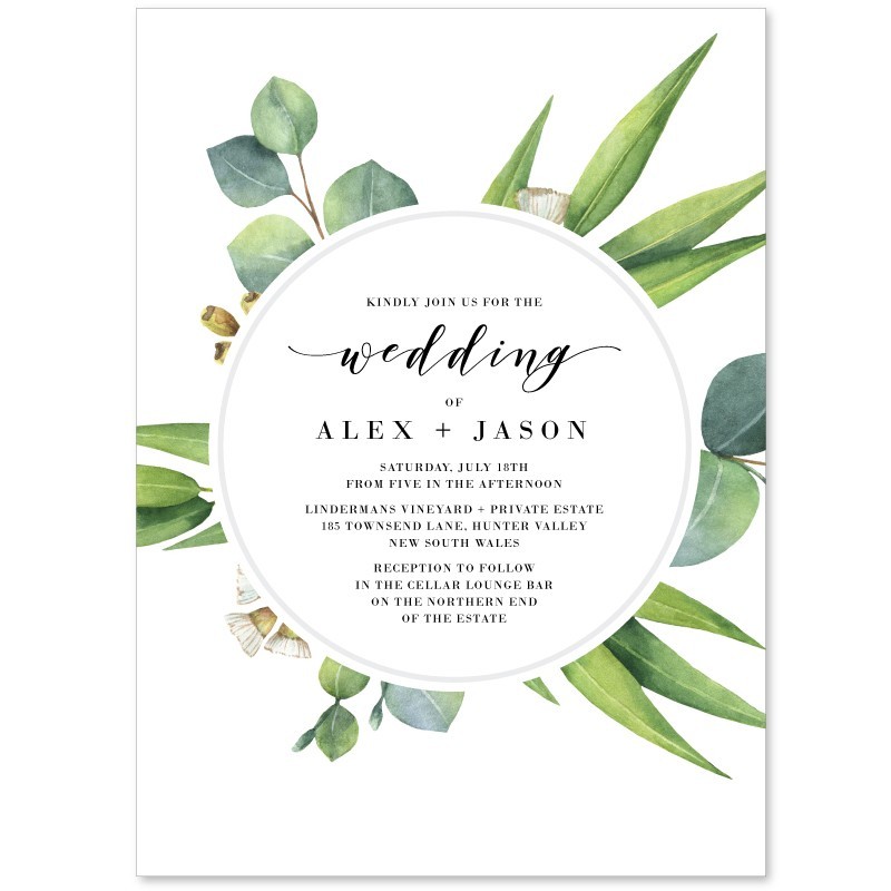 Eucalyptus Leaves Wedding Invitations