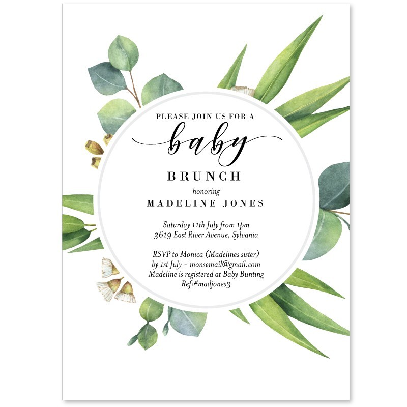Eucalyptus Baby Shower Invitations