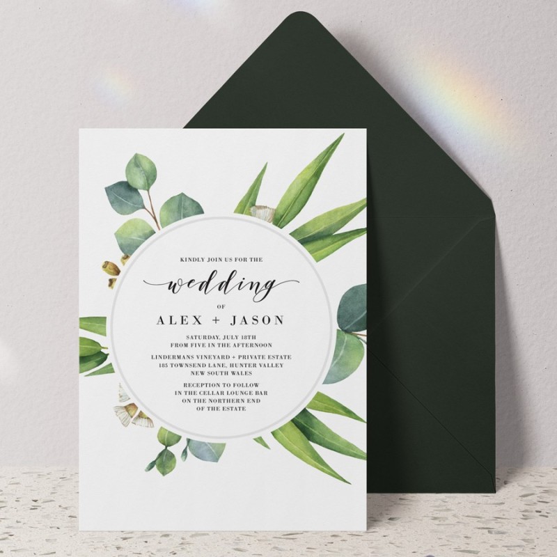 Eucalyptus Leaves Wedding Invitations