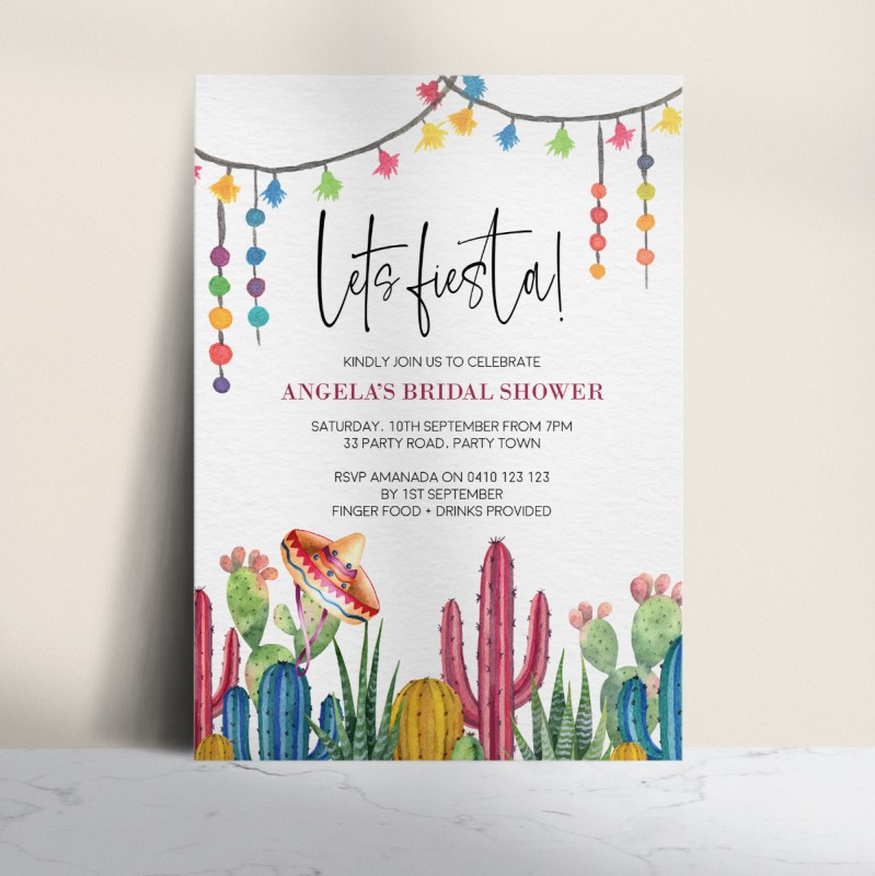 Let's Fiesta Watercolour Party Invitations