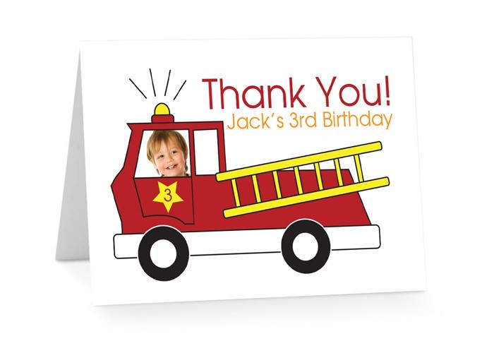 Fire Truck Birthday Thank You Cards