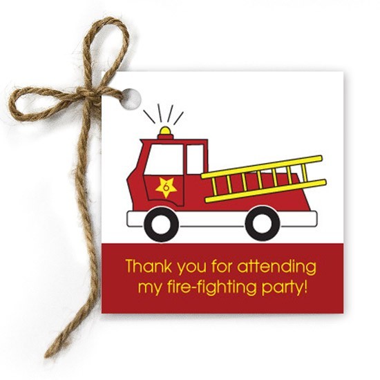 Fire Truck Birthday Gift Tags
