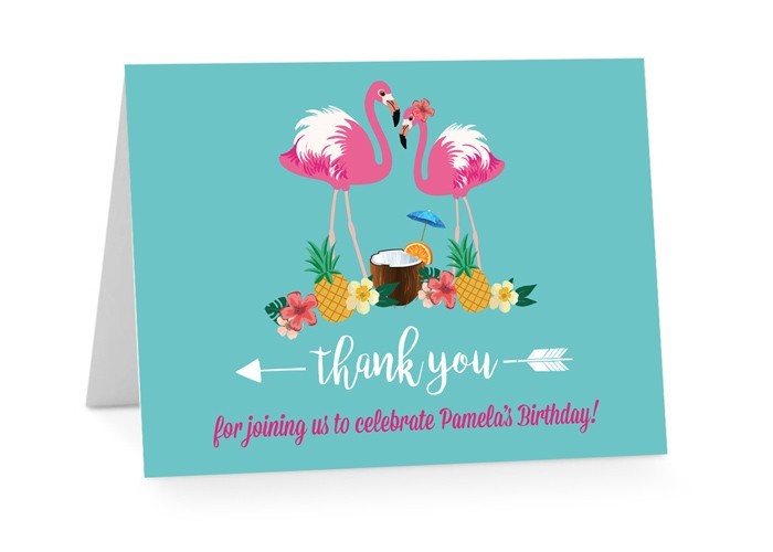 Flamingo Heat Birthday Thank You Card