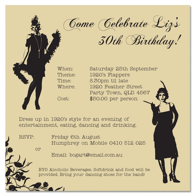 Flapper Birthday Invitations