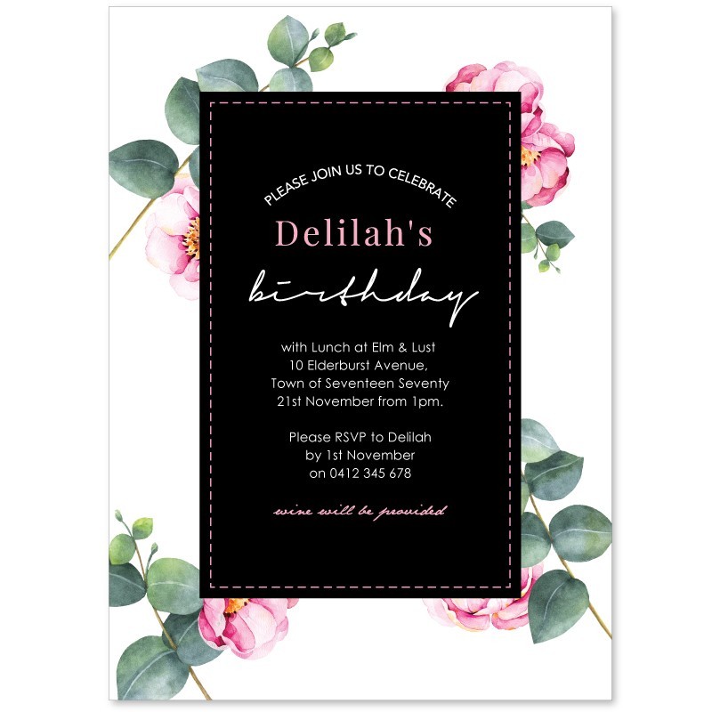 Floral Beauty Birthday Invitations