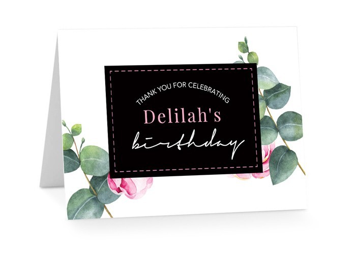 Floral Beauty Birthday Thank You Cards