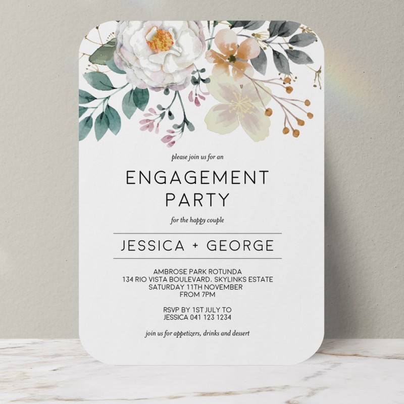 Floral Engagement Invitations