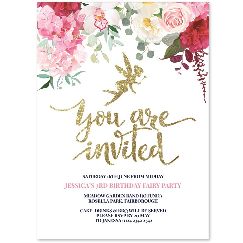 Floral Fairy Birthday Invitations