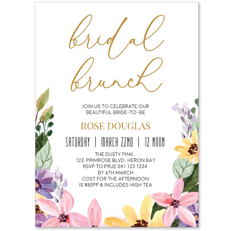 Floral Edges Bridal Shower Invitations