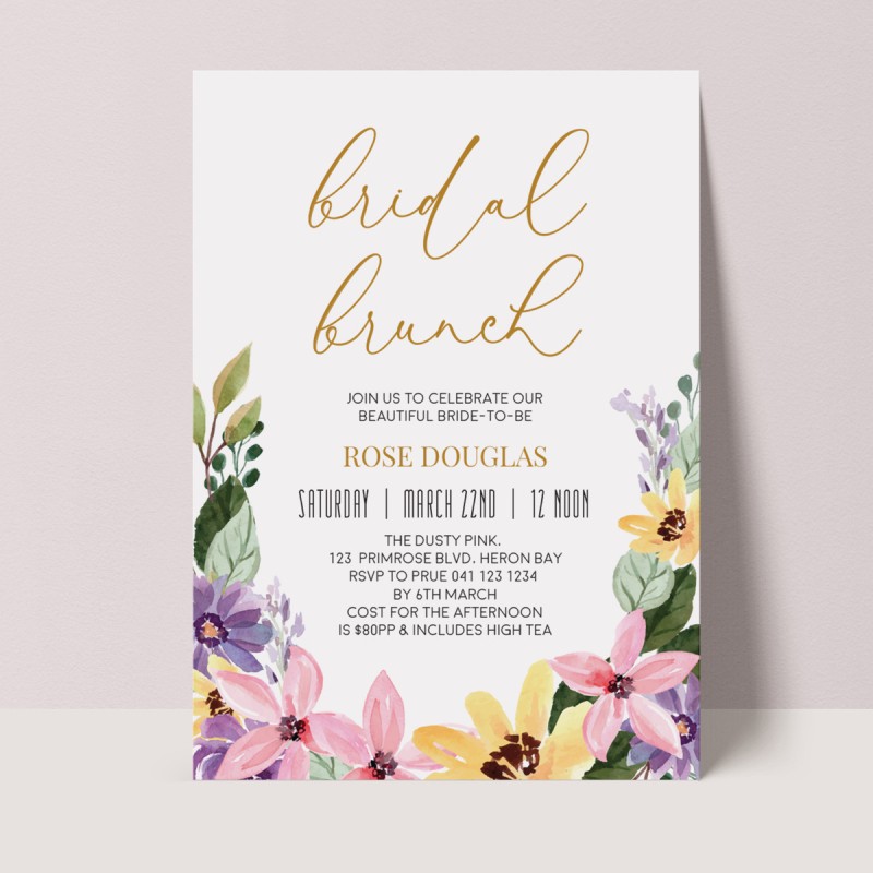 Floral Edges Bridal Shower Invitations