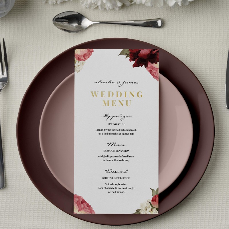 Crimson Wedding Menu