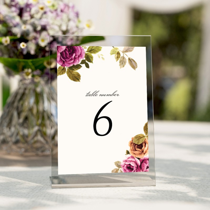 Vintage Floral Table Numbers 