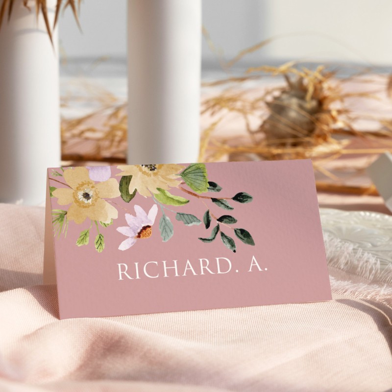 Flower Bed Wedding Place Card