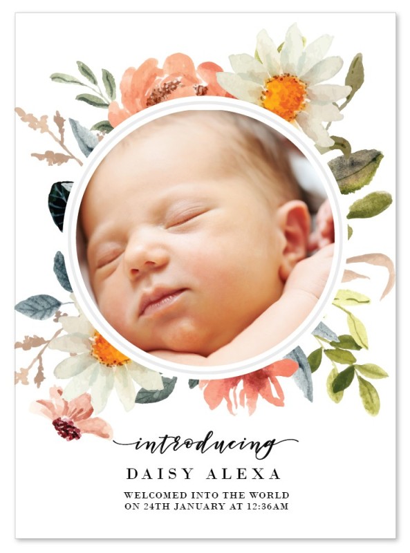 Flowers Birth Announcement Cards