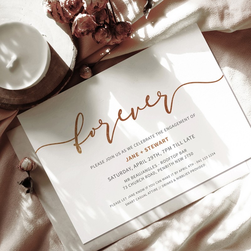 Forever Calligraphy Engagement Invitations