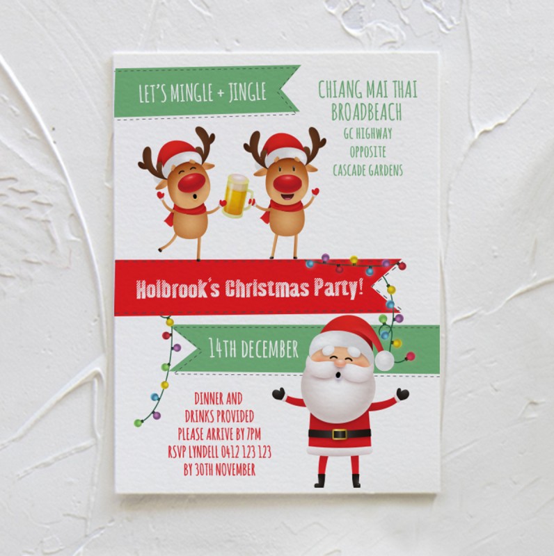 Reindeer Party Christmas Invitations