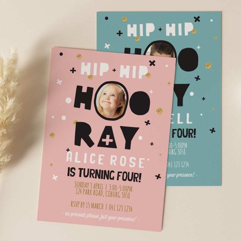 Hip Hip Hooray Birthday Invitations