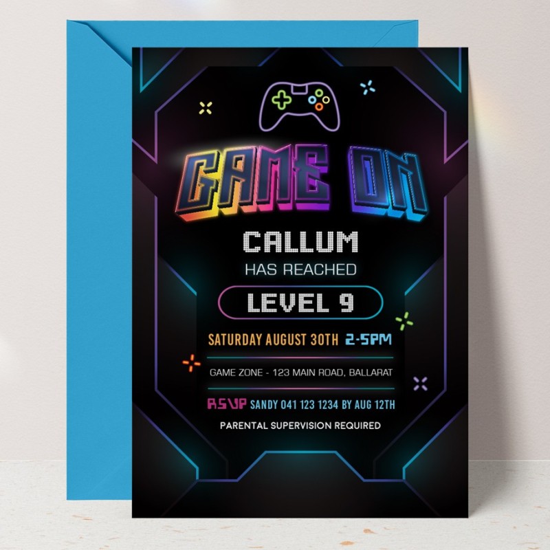 Gamer Video Game Birthday Invitations