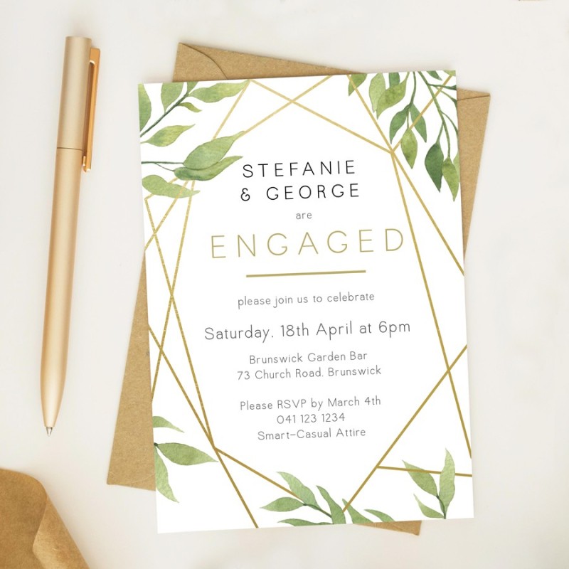 Geo Garden Engagement Invitations