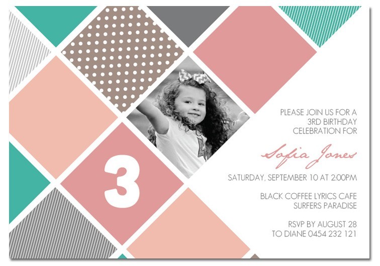 Geo Squares Birthday Invitations