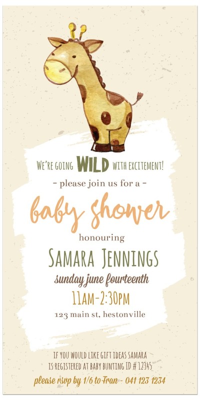 Giraffe Baby Shower Invitations