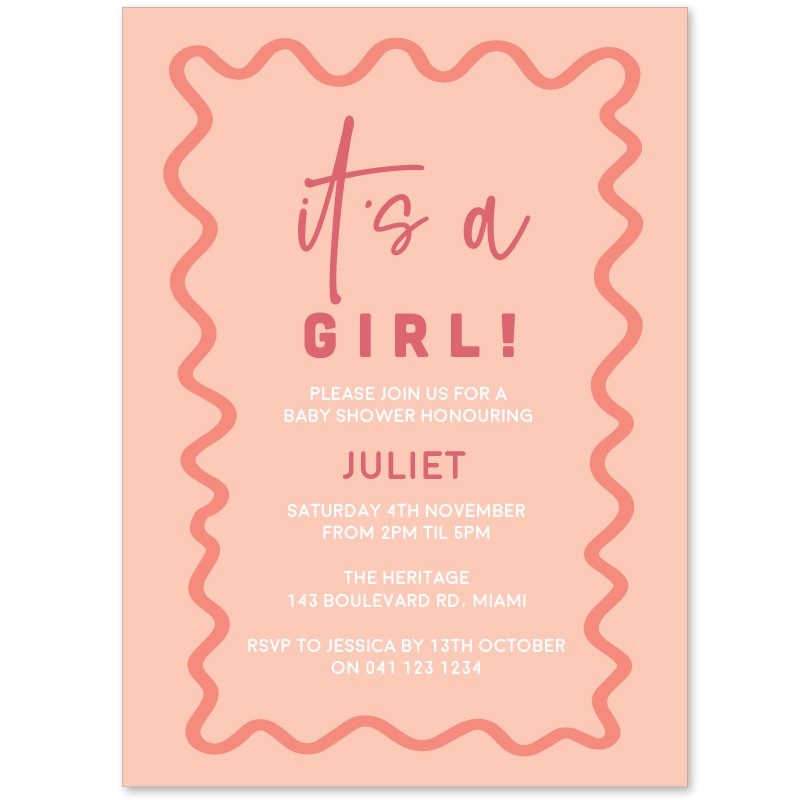 Peachy Girl Baby Shower Invitations