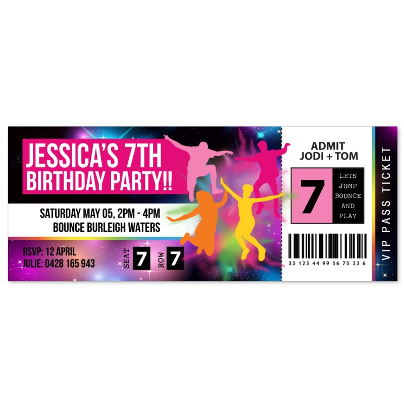 Bounce Girls Birthday Invitations
