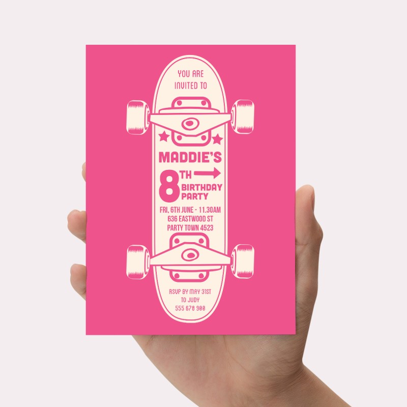 Girl Skater Birthday Invitations