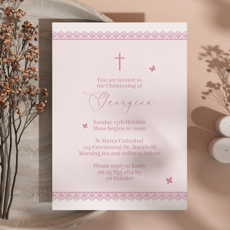 Simplicity Christening Invitations