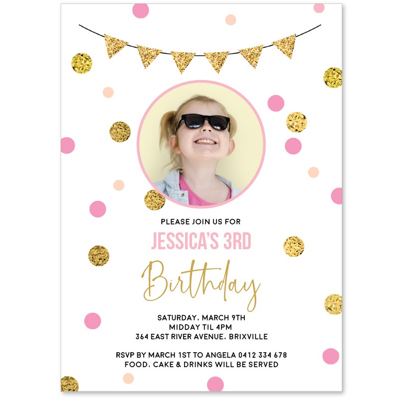 Simple Bunting Birthday Invitations