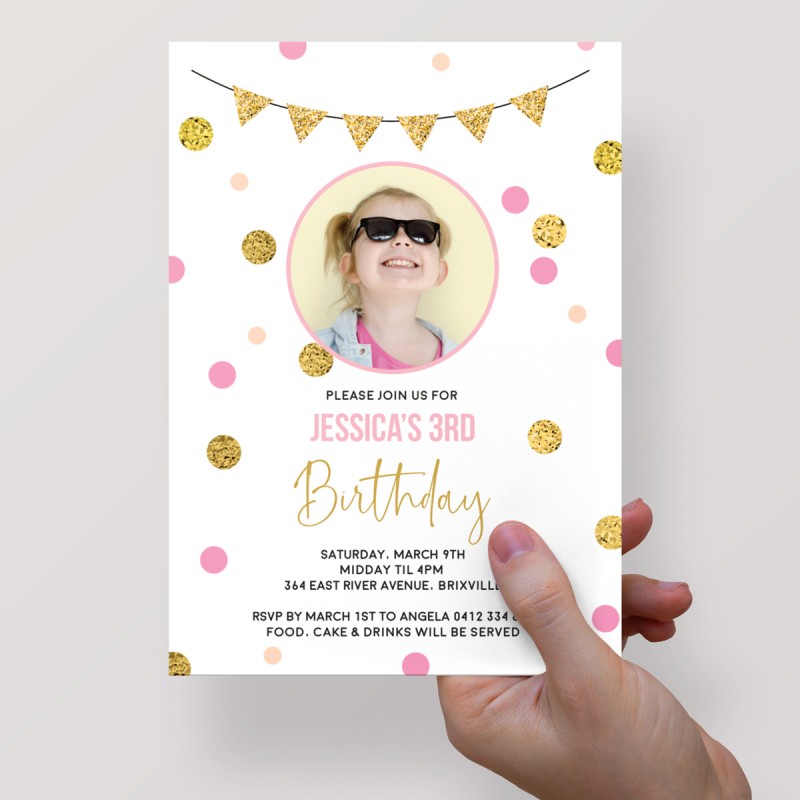 Simple Bunting Birthday Invitations