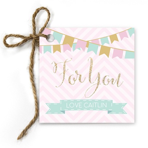 Glitter Flags Birthday Gift Tags