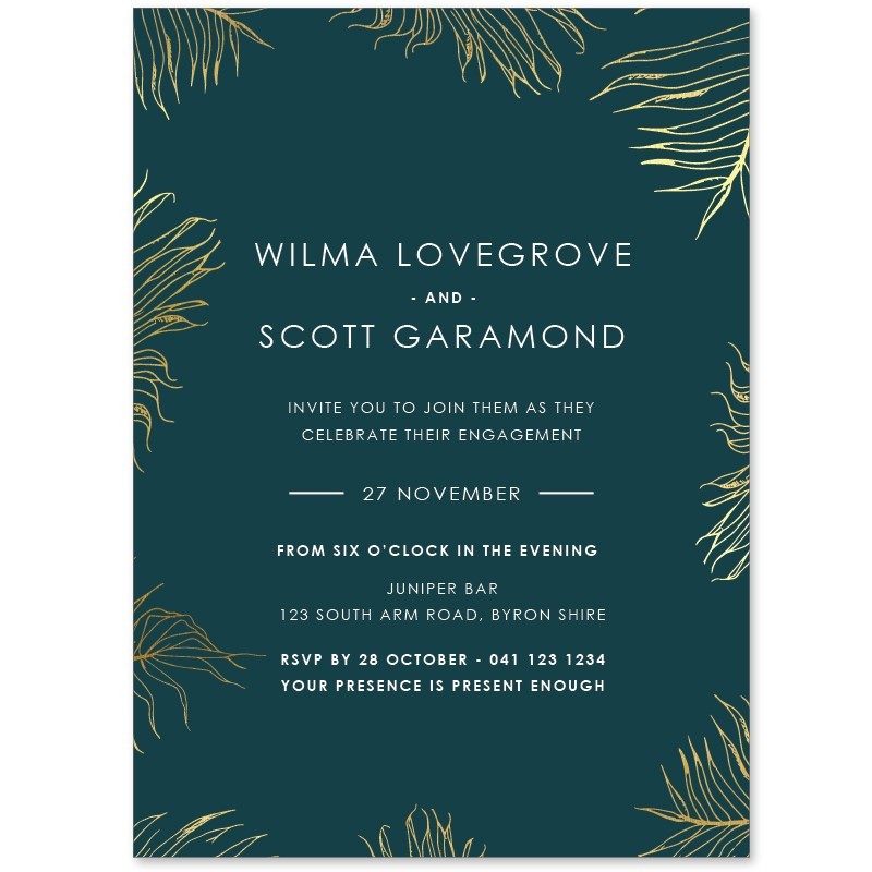 Gold Leaf Engagement Invitations